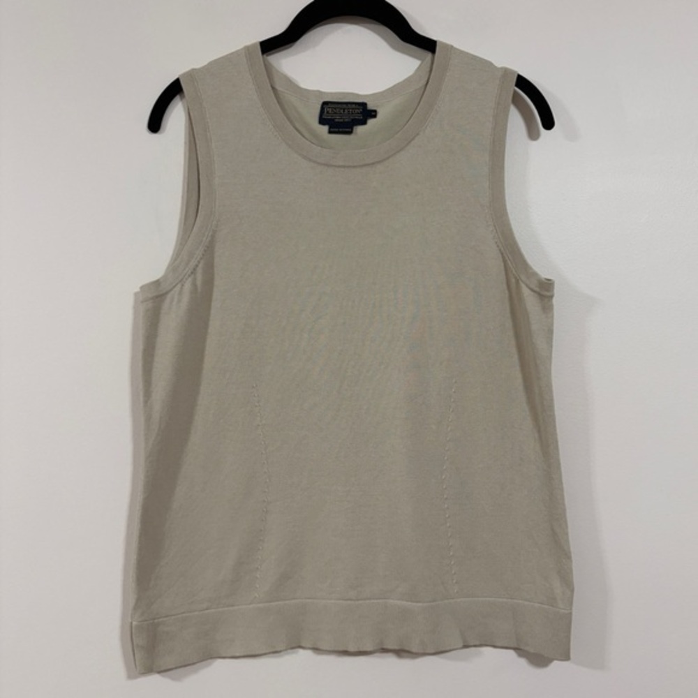Pendleton Sleeveless Knit Silk Sleeveless Sweater In Beige, Size Medium